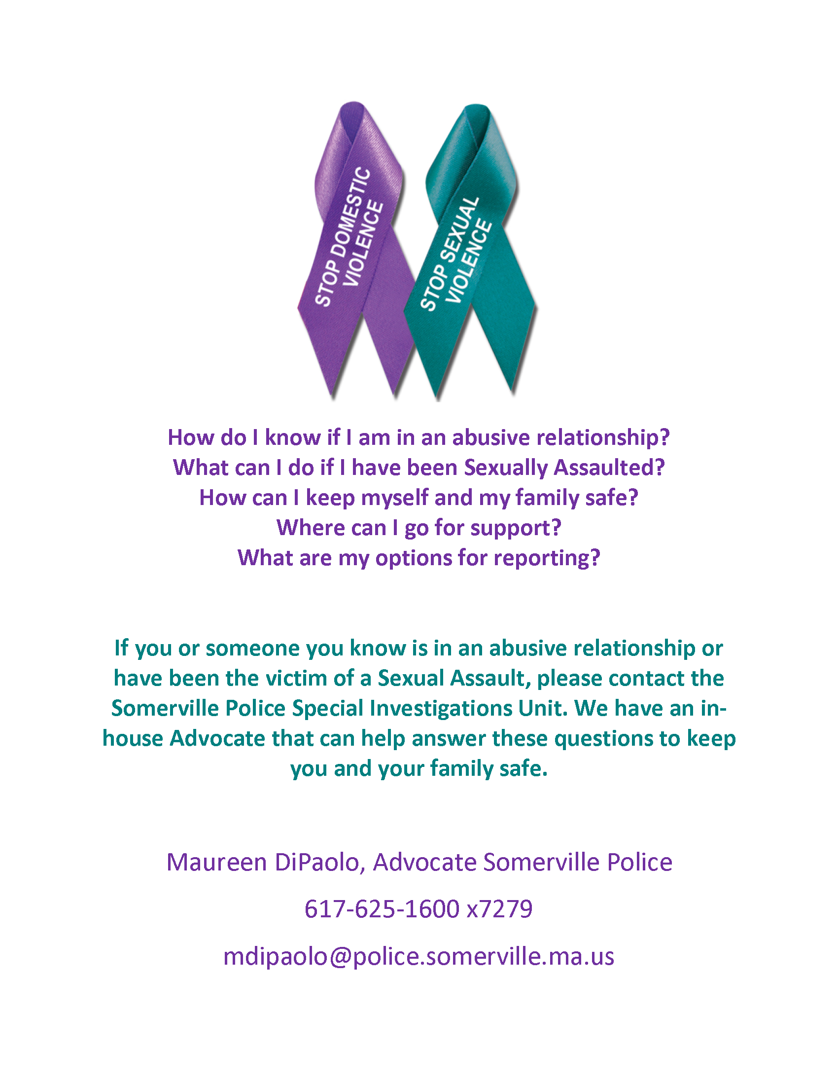 Stop domestic violence, Stop sexual violence